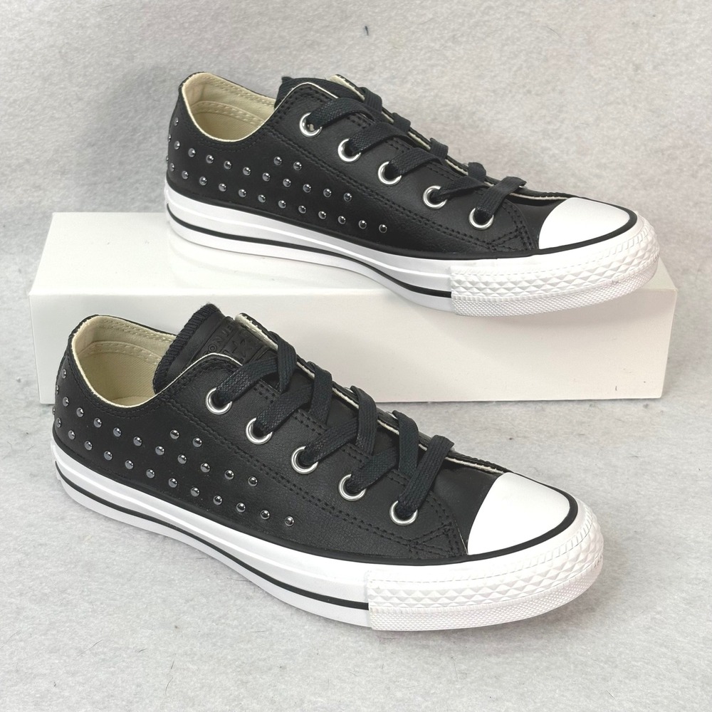 Converse Black Studded Leather Chuck Taylor Sneakers Womens 5.5 Punk Edgy Urban